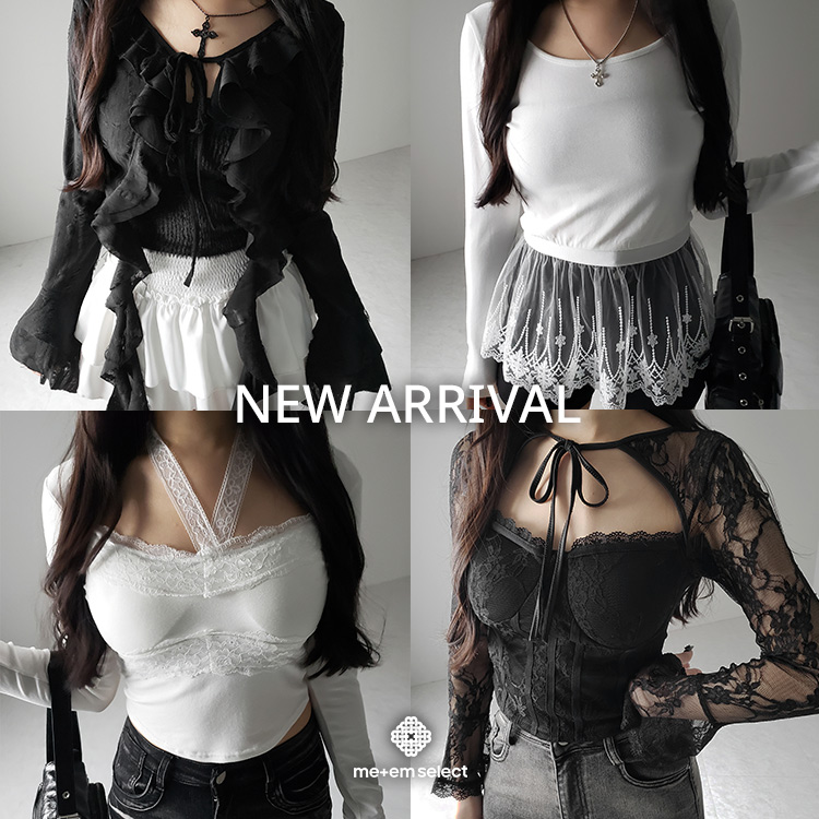 2color 】裾レースフリルレイヤード長袖トップス ／ hem lace