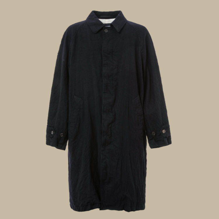 ギャルソンオムAD2005 zip縮絨ウールステンカラーコート ウールサージ 製品縮絨コート（ステンカラーコート）｜COMME des