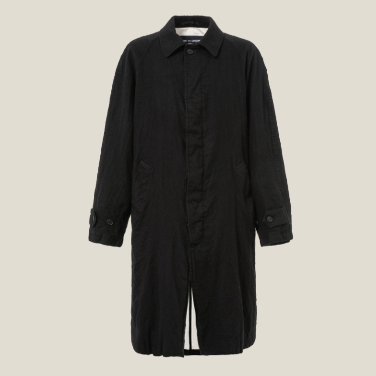ウールサージ 製品縮絨コート（ステンカラーコート）｜COMME des