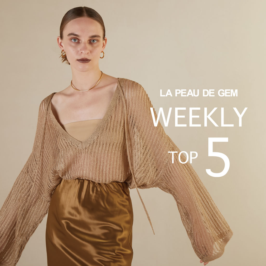 LA PEAU DE GEM】ストライプメッシュ編みニットワンピ（ワンピース 