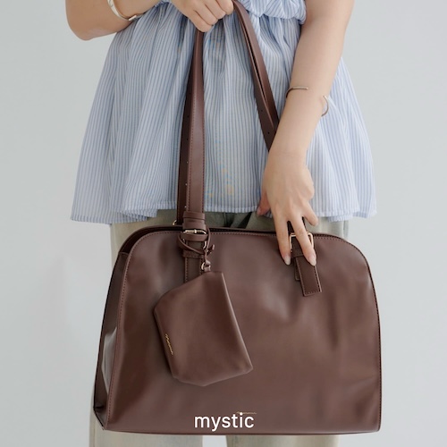 A4も入る◎/ポーチ付き 》【@sktnnm企画】ステッチラインボストンBAG