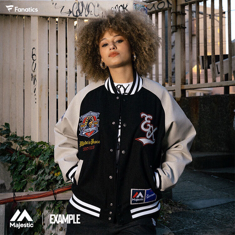 MFC STOREiGGtV[XgA[j̃Vbvj[XuyR{[VzMAJESTIC x EXAMPLE VARSITY JACKET Available NowIIv