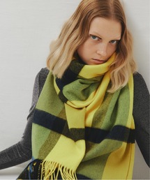 elegancese】check wave color of mind pure cashmere 100% check wave