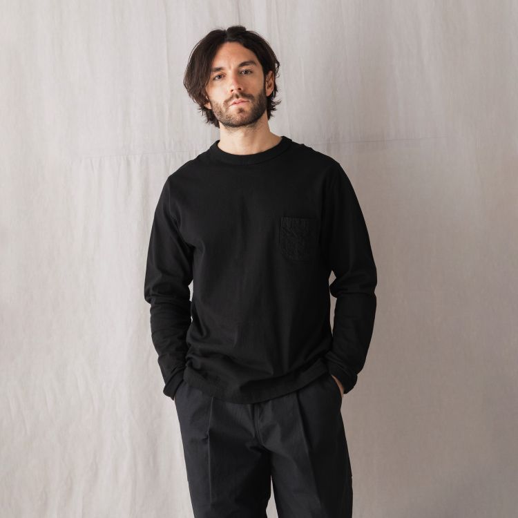 Lavenham�i���x���n���j�̃V���b�v�j���[�X�uLAVENHAM�b26SS Cotton Quilt Pocket L/S T-shirt Mens�v