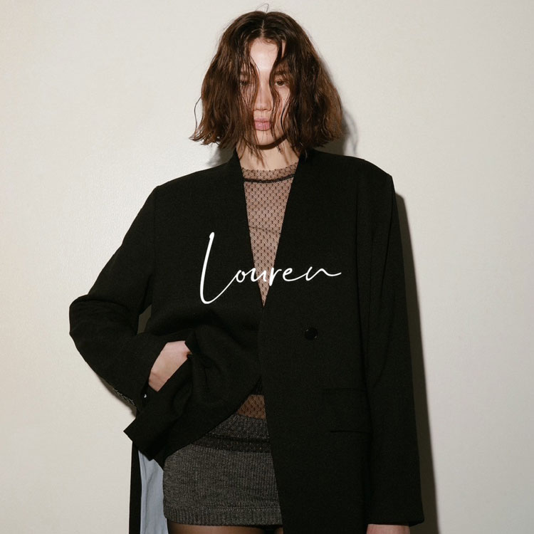 louren ローレン スリットスリーブ バックジャガード ジャケット 黒 F