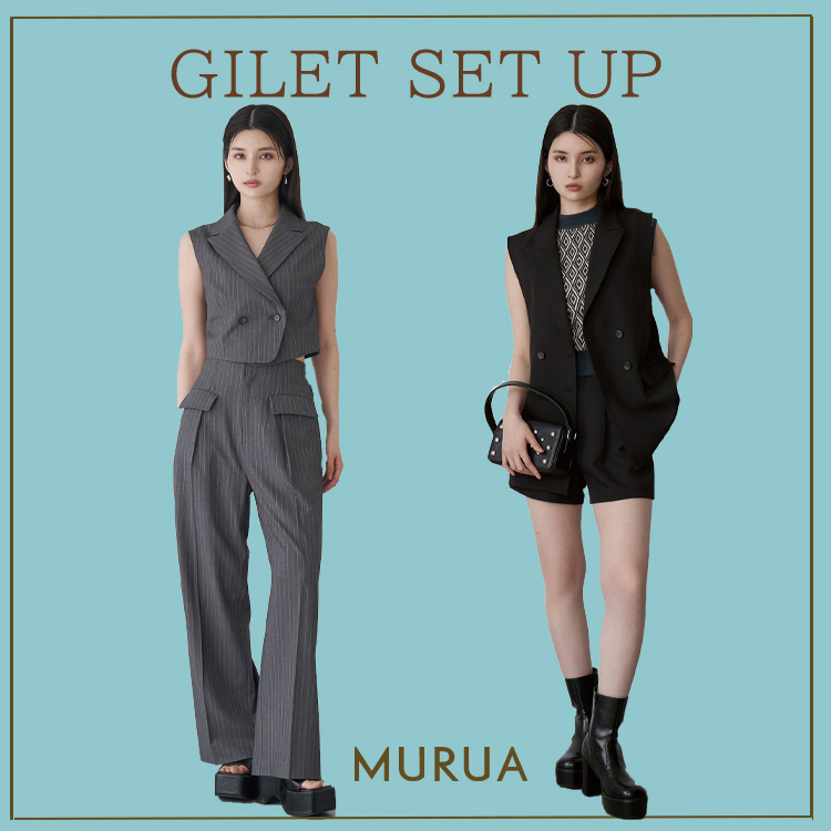 MURUA セットアップ ヘムアタッチメントショートジャケット【セットアップ着用可