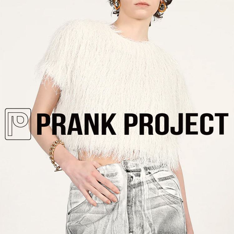 PRANK PROJECT�i�v�����N�v���W�F�N�g�j�̃V���b�v�j���[�X�u�yPickup Item�z�ё��̒����t�F�U�[�f�ނ��L���b�`�[�ȃV���[�g�X���[�u�g�b�v�X�v