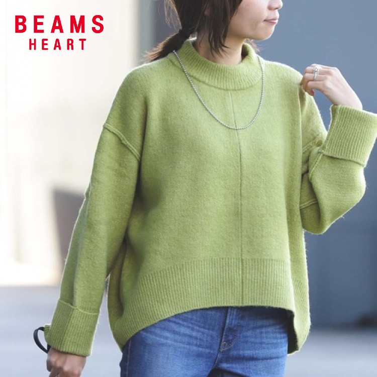 セール】BEAMS HEART / ビッグカラーシャツセット ニットプルオーバー