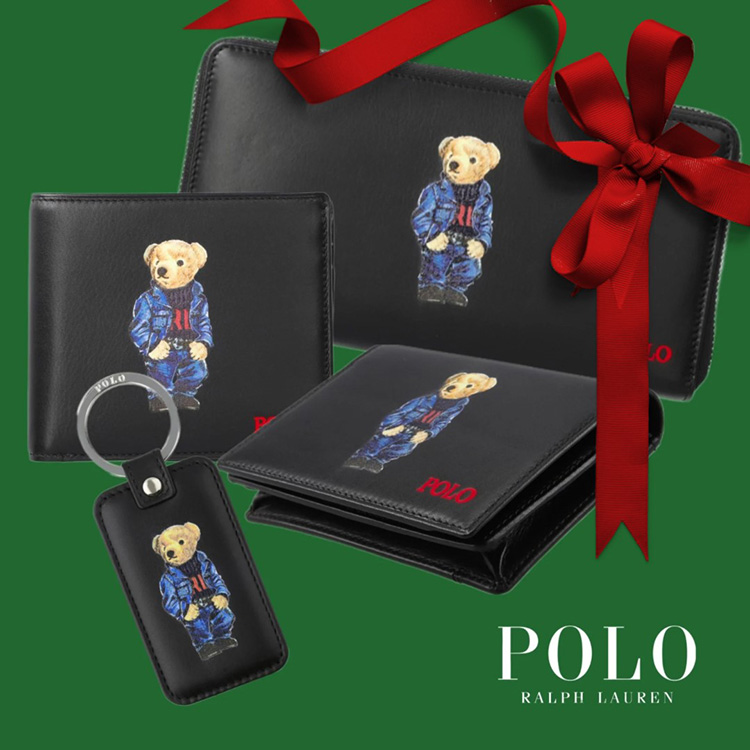 POLO ベアー プリント シリーズ ビルフォールド コイン ウォレット