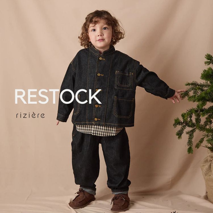 セール】バンドカラーブラックデニムジャケット（デニムジャケット