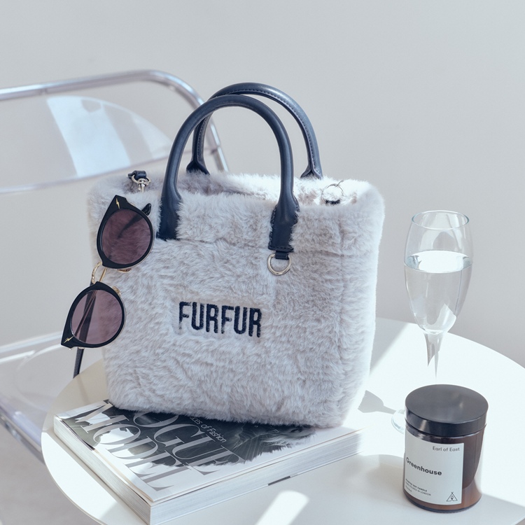 FURFUR(ファーファー)バイカラーツイードバッグ ホワイト FURFUR(ファーファー)バイカラーツイードバッグ ホワイト