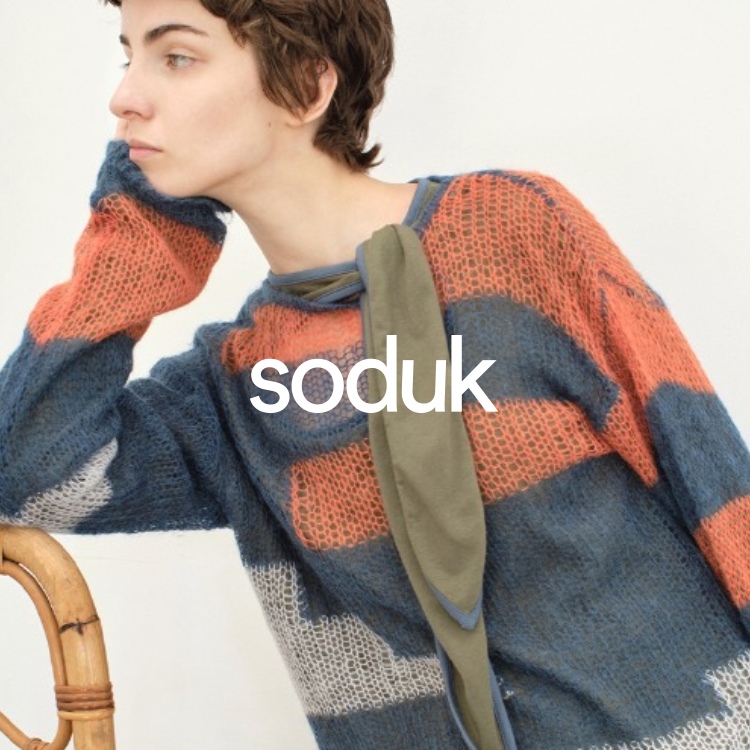 正規品特価soduk patchwork knit tops / Blue トップス