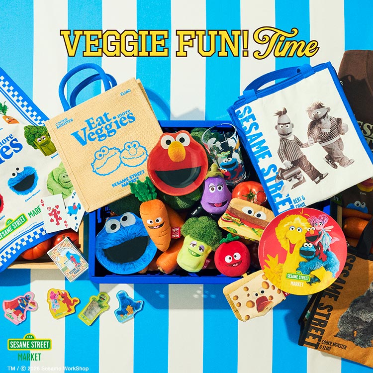 SESAME STREET MARKET�i�Z�T�~�X�g���[�g�}�[�P�b�g�j�̃V���b�v�j���[�X�u4/2(��)12���̔��J�n�uVEGGIE FUN! Time�v�v