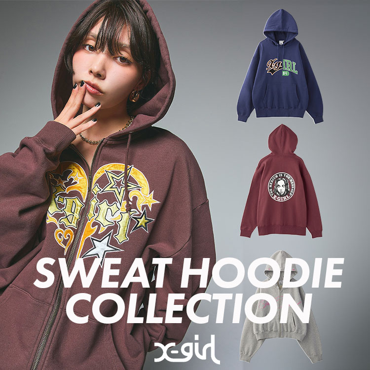 まっちーさん専用 x-girl FACE PIGMENT DYED ZIP UP SWEAT HOODIE（パーカー）｜X-girl