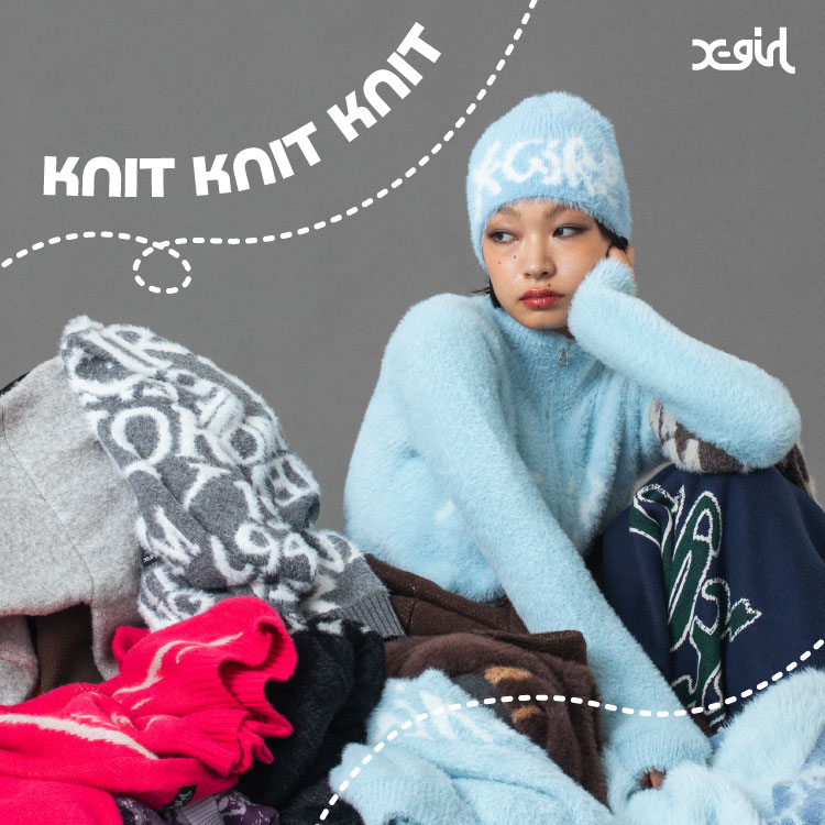 HEART SPRAY LOGO KNIT TOP（ニット/セーター）｜X-girl