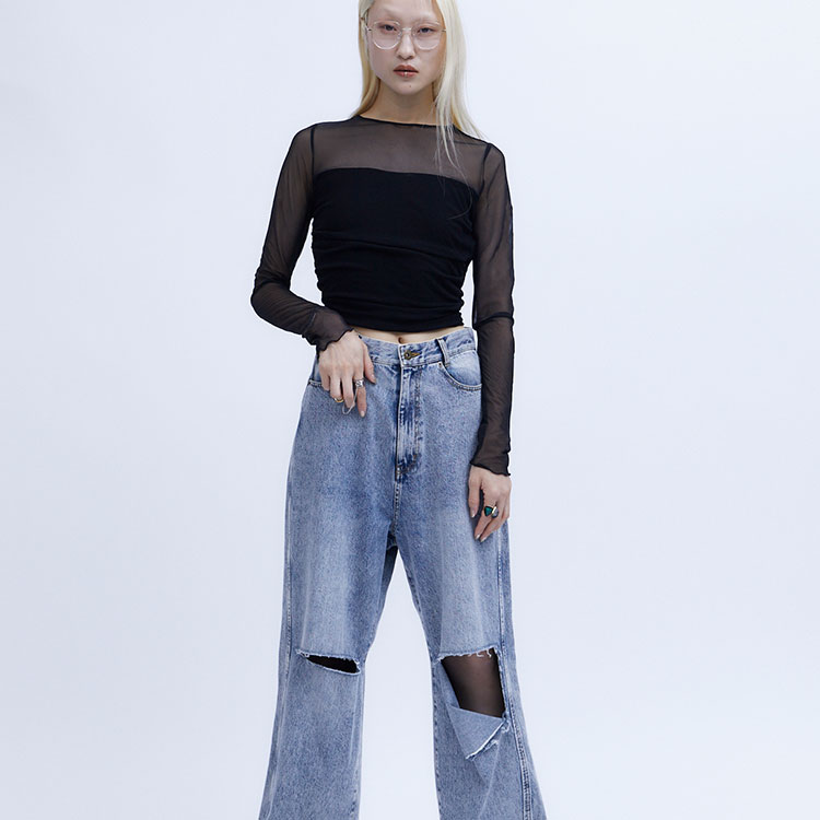 KNEE CUTTING DENIM PANTS | BOTTOMS | STORE | THINGS THAT