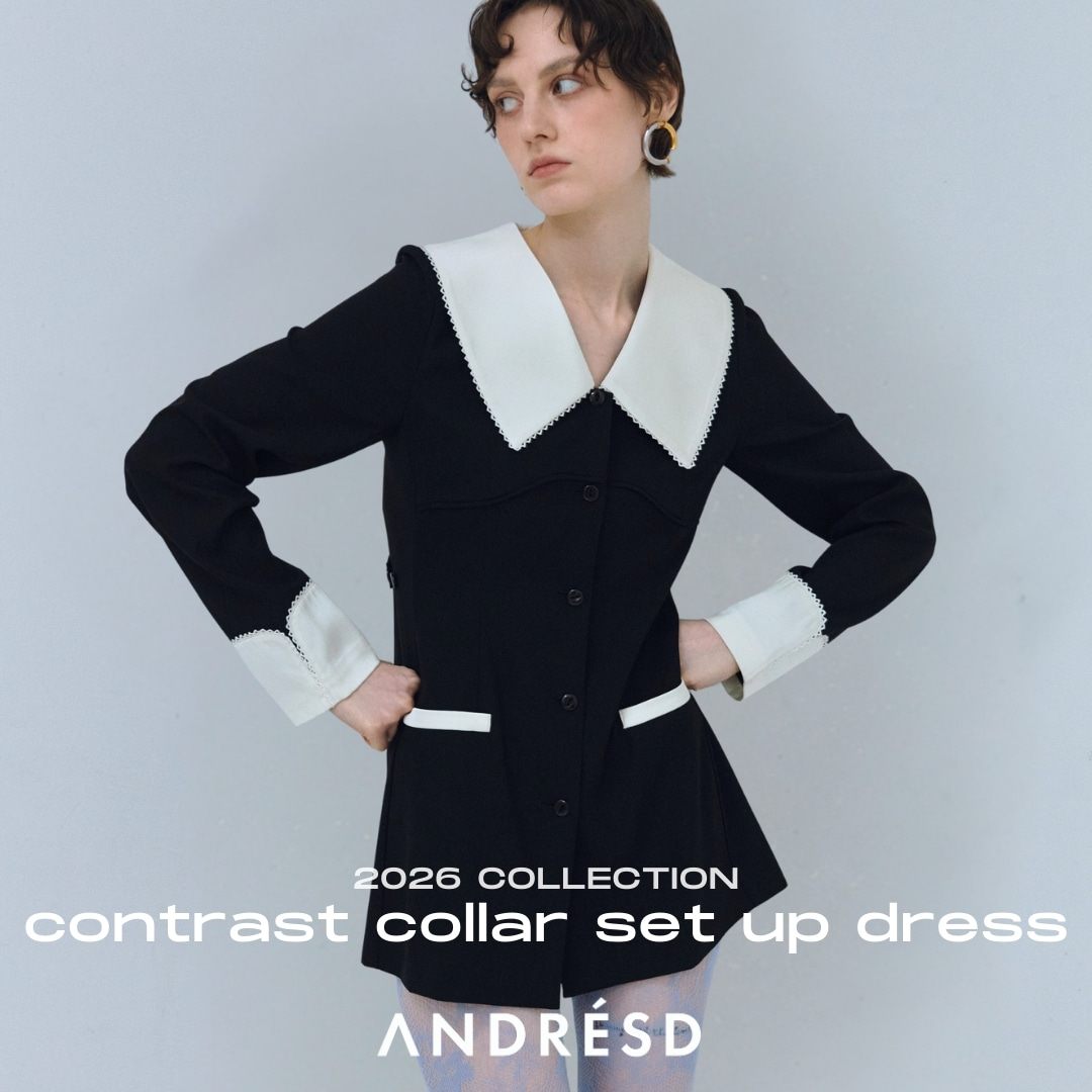 ANDRESD�i�A���h���X�h�j�̃V���b�v�j���[�X�u�y�R���g���X�g�J���[�Z�b�g�A�b�v�h���X / contrast collar set up dress�z#ANDRESD�v