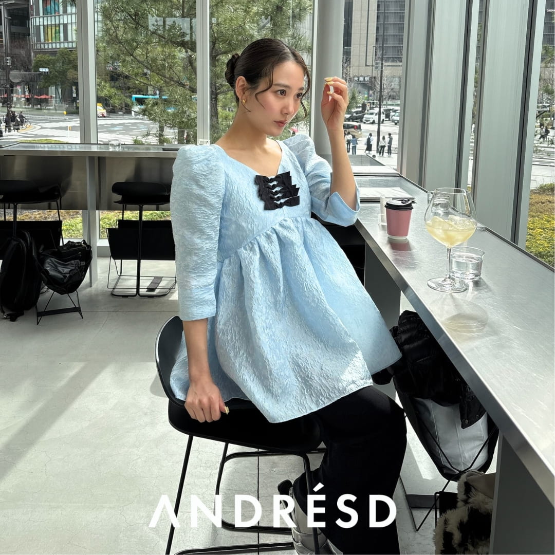 ANDRESD�i�A���h���X�h�j�̃V���b�v�j���[�X�u�y�G�b�W�h���{���Z�b�g�A�b�v�h���X / edge ribbon setup dress�z#ANDRESD�v