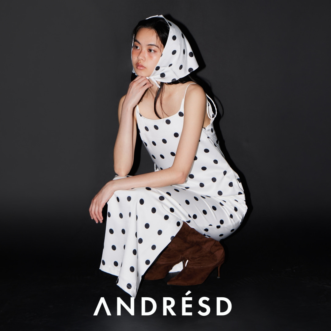ANDRESD�i�A���h���X�h�j�̃V���b�v�j���[�X�u�y�~�j�}���h�b�g�T�e���h���X / Minimal Dot Satin Dress�z#ANDRESD�v