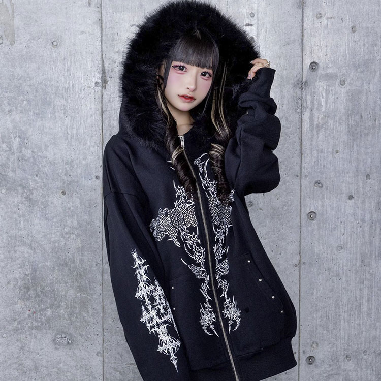 Amilige発泡プリントセーラーカラースウェット（スウェット