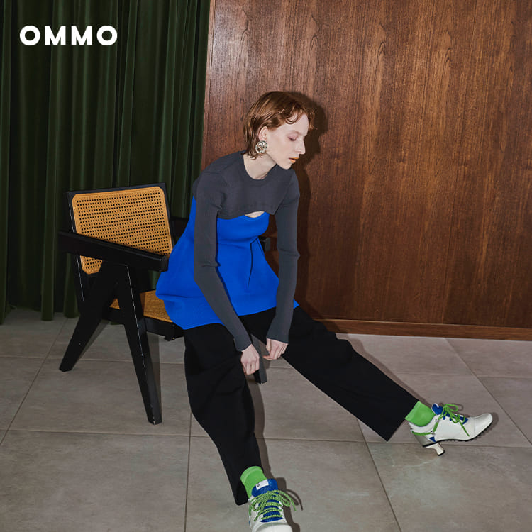 ASYMME TUCK HALF SLEEVE TOP（ニット/セーター）｜OMMO（オーエム
