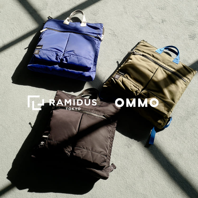 OMMO�i�I�[�G���G���I�[�j�̃V���b�v�j���[�X�u�yRAMIDUS×OMMO�z�w�����b�g�o�b�O���x�[�X�ɁA���p���@�\���ɗD�ꂽ3WAY BAG�v