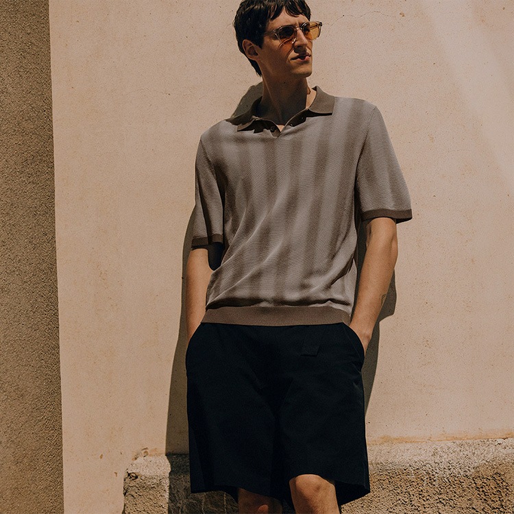 COS コス スリム コットンシルク ニットポロシャツ ダークグリーン KNITTED SILK POLO SHIRT ニットシルクポロシャツ｜COS コス