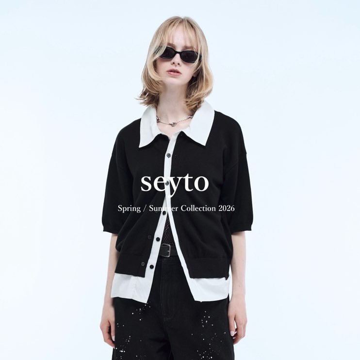 Shirt layered half sleeve knit polo shirt / シャツレイヤードハーフ