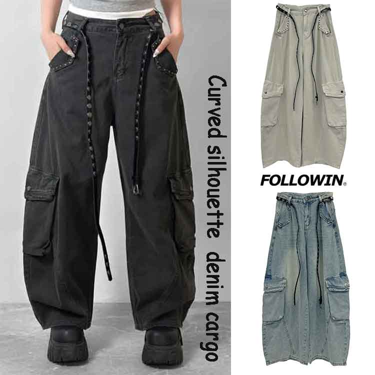 FOLLOWIN�i�t�H���E�B���j�̃V���b�v�j���[�X�u�y��NEW ARRIVAL PICK���z�J�[�u�V���G�b�g �X�^�b�Y�|�P�b�g �x���g�t���f�j���J�[�S�p���c�v