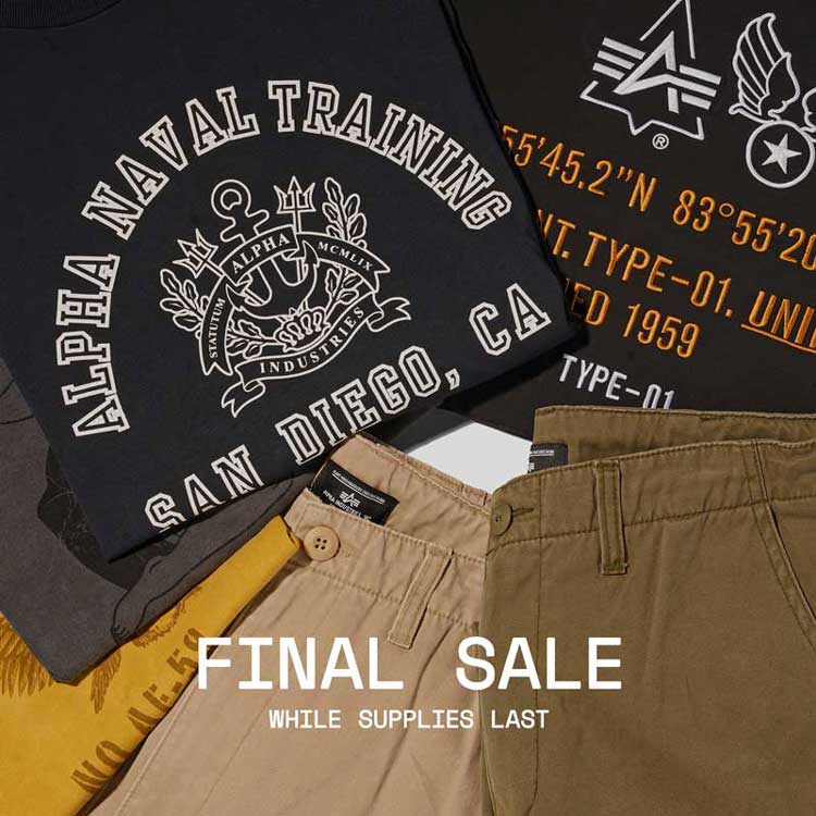 Alpha Industries�i�A���t�@�C���_�X�g���[�Y�j�̃V���b�v�j���[�X�uFINAL SALE |Alpha Industries|�v