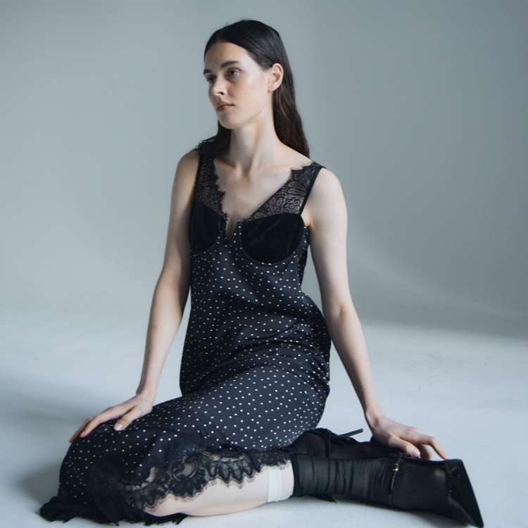 Henon. LINGERIE CAMI DRESS ドット　ヘノン ランジェリーキャミワンピース（ワンピース）｜Henon.（ヘノン）の