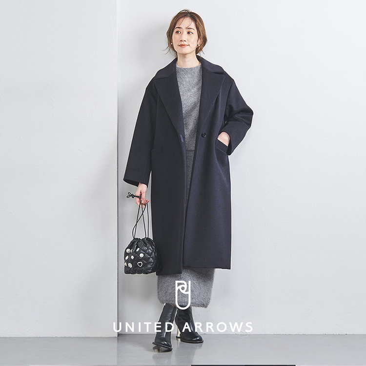 バイカラー リバー ミドルコート（ノーカラーコート）｜UNITED ARROWS（ユナイテッドアローズ）のファッション通販 - ZOZOTOWN