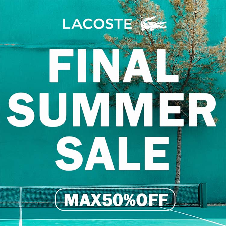 LACOSTEiRXej̃Vbvj[XusLACOSTE_SUMMER SALEtő50%OFFIt@CiZ[Iv