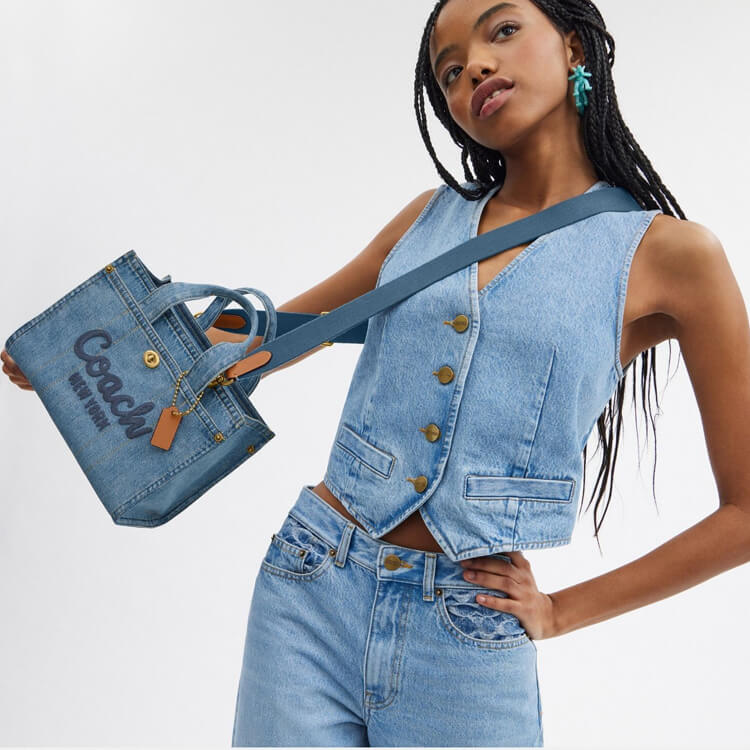 良品 送料無料 コーチ COACH デニム ホース アンド キャリッジ