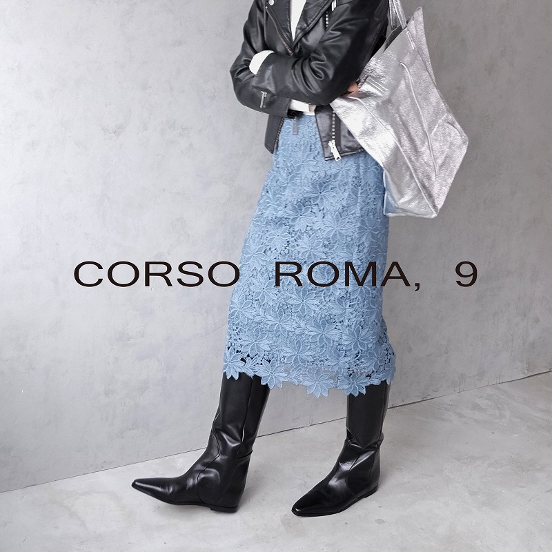 CORSO ROMA 9】インヒールセミルーズフィットロングブーツ