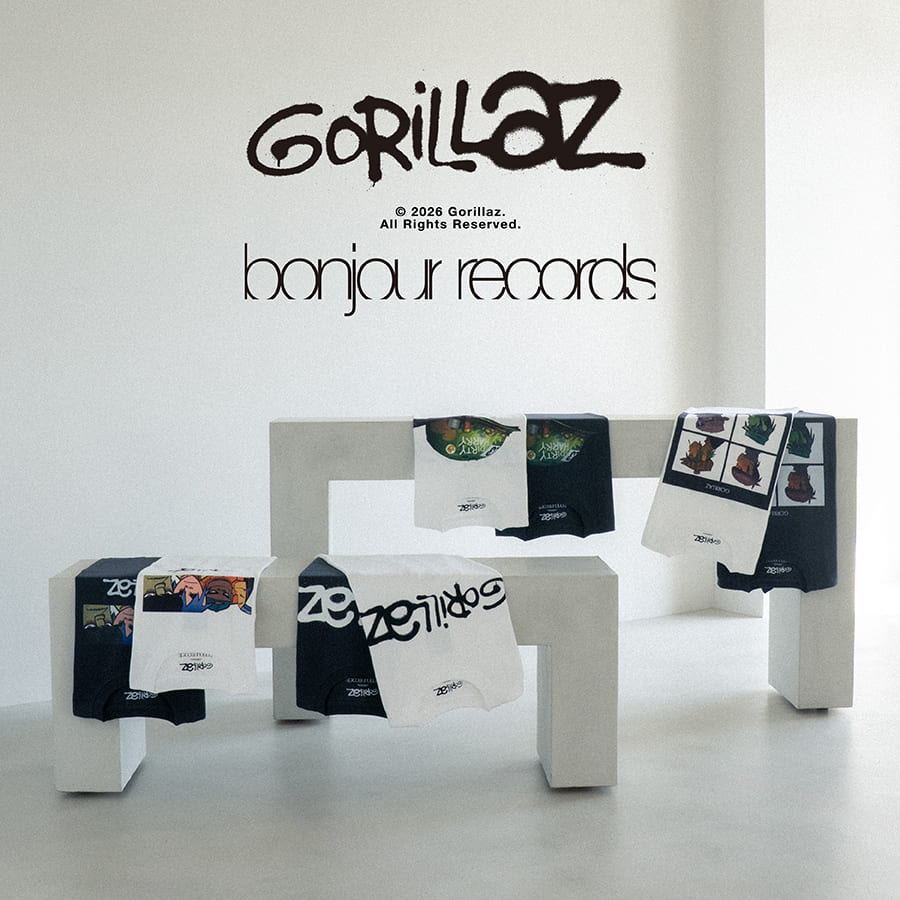 bonjour records�i�{���W���[�����R�[�h�j�̃V���b�v�j���[�X�u�y�\��J�n�zGorillaz for bonjour records Official T-shirt�v