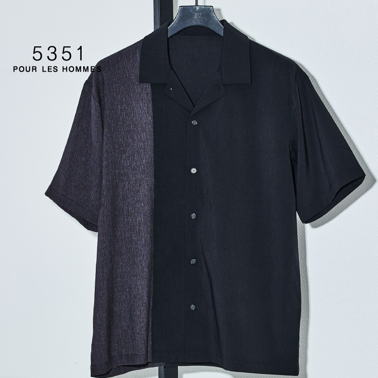 5351 pour les hommes シャツ 5351 Pour Les Hommes leather patchwork button up shirt