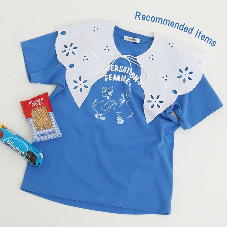 オーガニックブルーゼ メロー配色半袖プルオーバー（Tシャツ