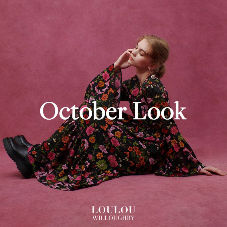 ルルウィルビー スプリングガーデンオールインワン 花柄 黒 ルルウィルビー スプリングガーデンオールインワン 花柄 黒