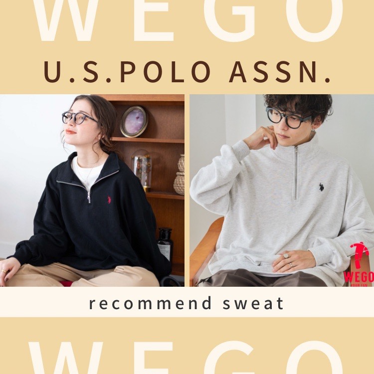 セール】∴WEGO/【23年秋冬新色】U.S.POLO ASSN.別注ハーフZIPプル