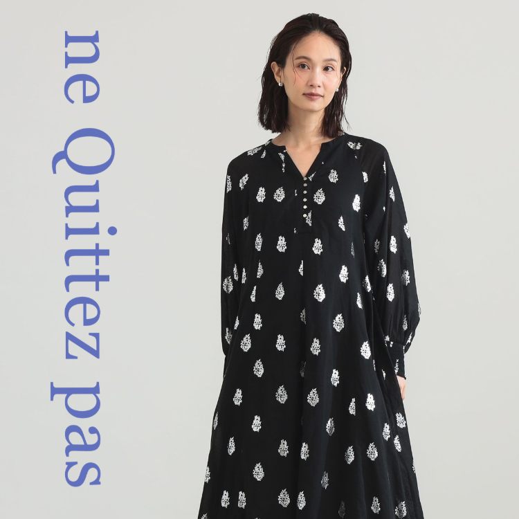 ne Quittez pas / ボイル フラワー ロングスリーブ ワンピース［手洗い