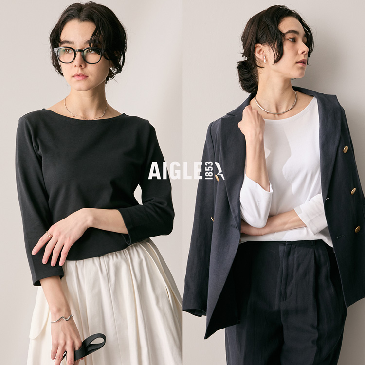 AIGLE�i�G�[�O���j�̃V���b�v�j���[�X�u�sAIGLE RECOMMEND ITEM�t�V���v���Ȃ�����v�Z���ꂽ�����炵�����������Ă�7�����{�[�g�l�b�NT�V���c�v