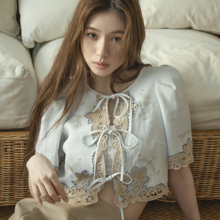 LILY BROWN�i�����[ �u���E���j�̃V���b�v�j���[�X�u�yLILY BROWN�z�J�b�g���[�N�p�l�����[�X�W���P�b�g���ǉ����Y����I(WHT�ELBLU)�v