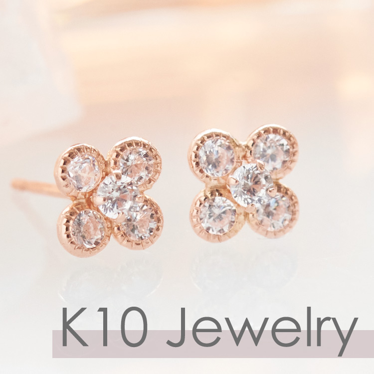 K10】フラワービジューピアス/お花（ピアス（両耳用））｜Phoebe