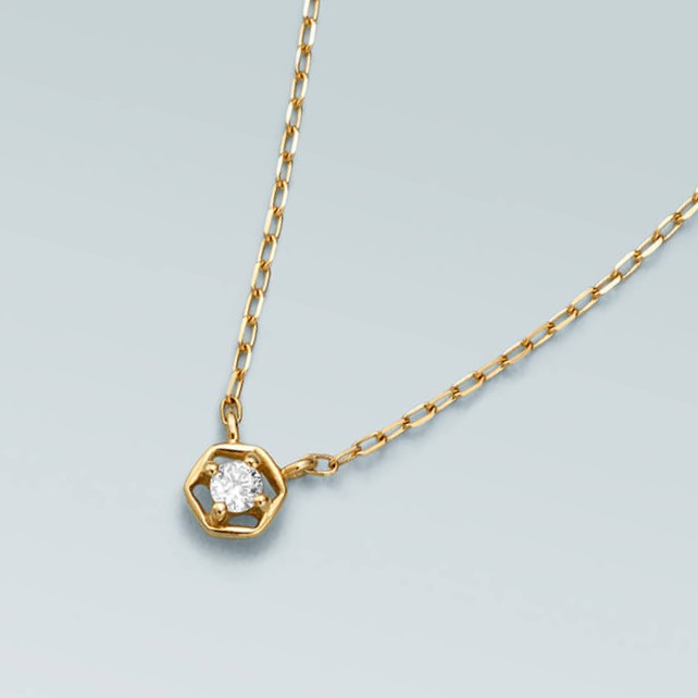 K10ピンクゴールド 一粒 ダイヤモンド ネックレス（ネックレス）｜4