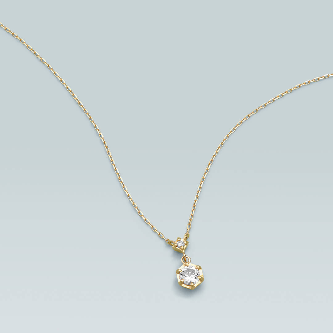 K10ピンクゴールド 一粒 ダイヤモンド ネックレス（ネックレス）｜4