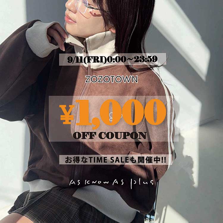 AS KNOW AS PLUS�i�A�Y�m�D�A�Y�v���X�j�̃V���b�v�j���[�X�u�y�{������!!\1000�N�[�|���z���yZOZO TIMESALE�z�J�Ò�!!!!�v