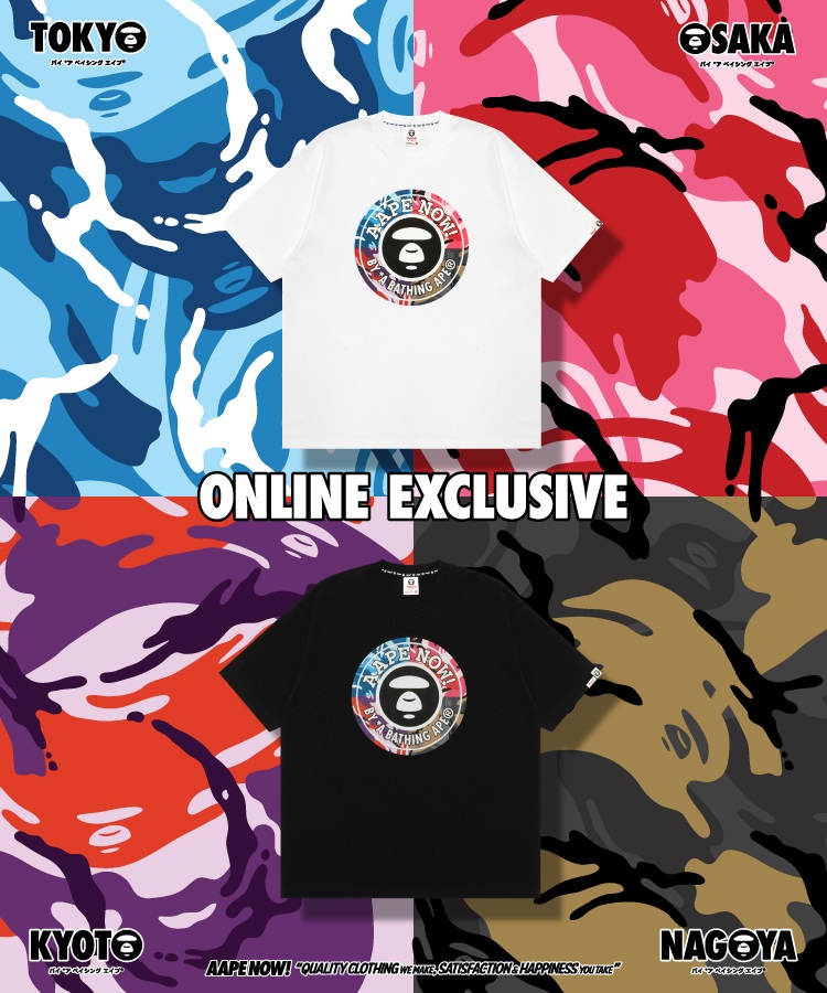 AAPE BY A BATHING APE�i�G�[�G�C�v�o�C�A�x�C�V���O�G�C�v�j�̃V���b�v�j���[�X�uAAPE ONLINE EXCLUSIVE TEE�v