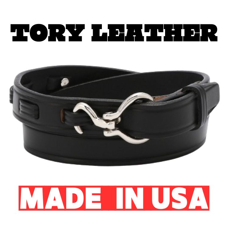 TORY LEATHER/トリーレザー 3/4 inch 3-Piece Silver Buckle Set Belt