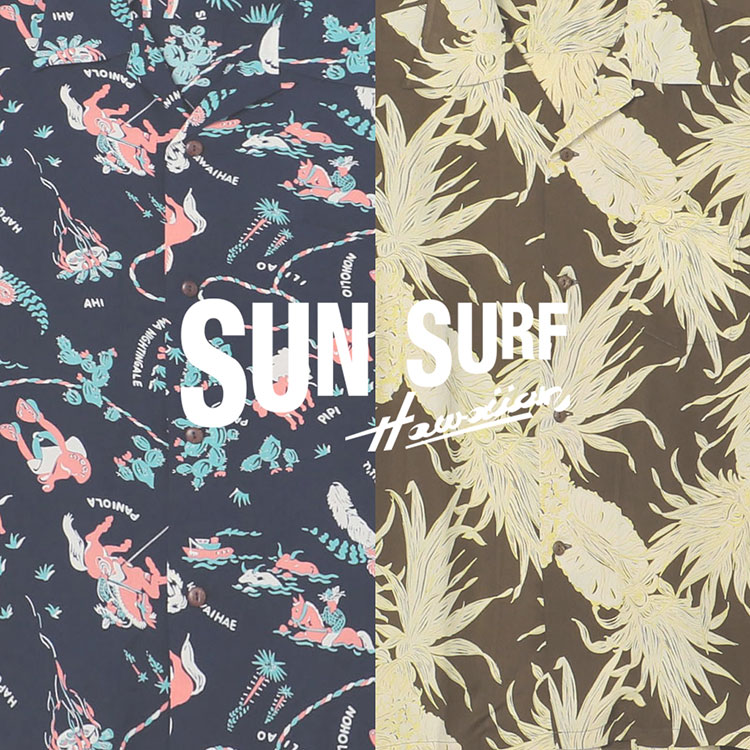 SUN SURF ハワイアンプリント　長袖シャツ　Bshop SUN SURF | ハワイアンシャツ “HISTORY OF THE ISLANDS” MEN